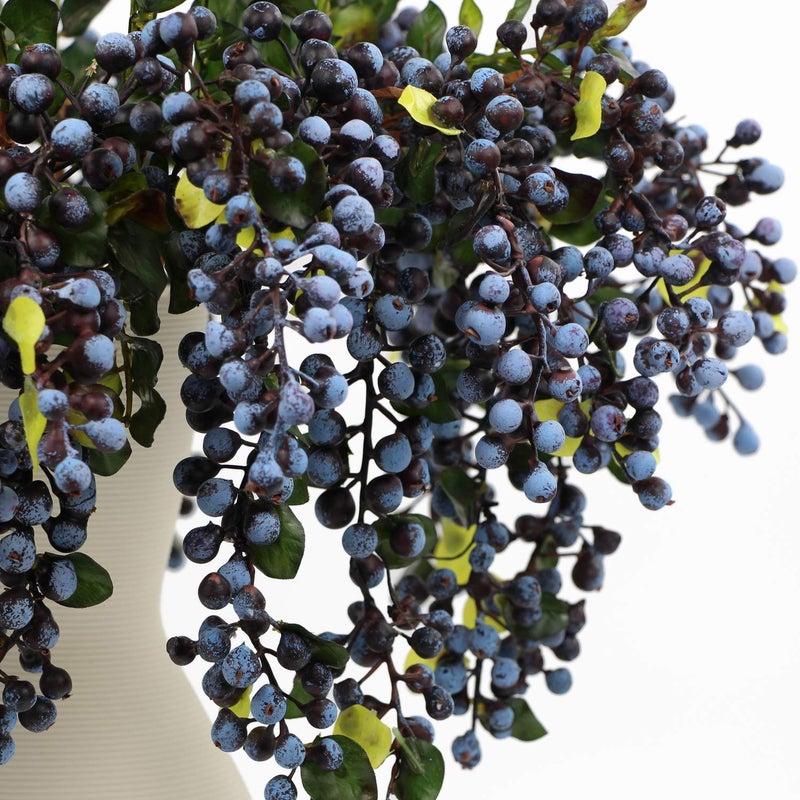 Rinlong 2Pcs Artificial Blueberries Fake Berries Stems Hanging Spray Frosted Blueberry Fall Floral Picks for Wreath Thanksgiving Decoration - Image 5